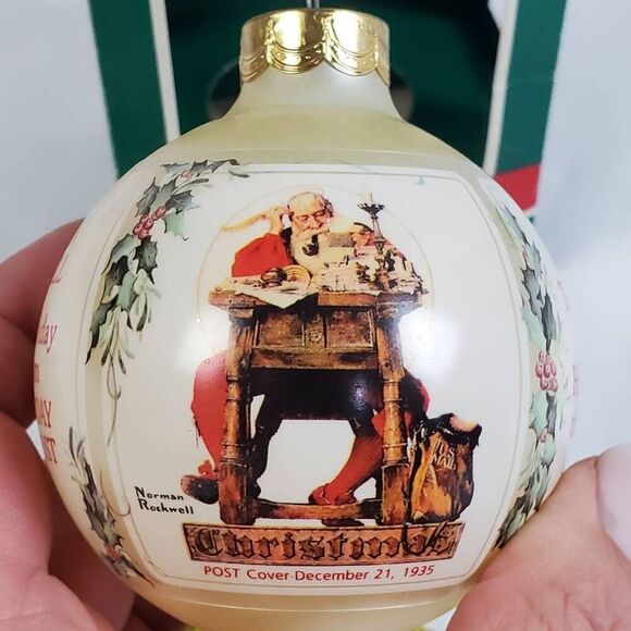 Hallmark Keepsake Ornament 1989 Norman Rockwell Santa Globe – Saturday Evening P - Picture 3 of 7